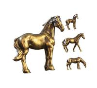 VALICLUD 4pièces Sculptures De Chevaux Laiton Statues Miniatures De Chevaux Décorations De Bureau Métal Ornements Feng Shui Modèles Animaux pour Financière