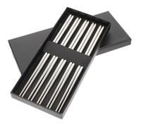 VALICLUD 5 paires Baguettes Acier Inoxydable Gravées Antidérapantes Ustensiles Métalliques Portables pour Repas Asiatiques Coffret Cadeau Élégant