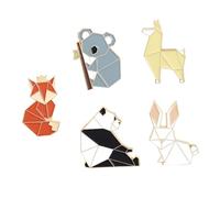 VALICLUD 5 pièces Broches Cartoon Pin Émail Décoratif Kawaii Renard Panda Rouge Mode