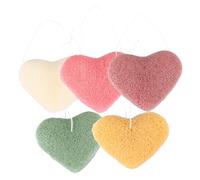 VALICLUD 5 pièces Éponges Nettoyantes Visage Forme de Cœur Exfoliants Doux Réutilisables Nettoyage Profond Sébum Adaptées Démaquillant et Soins Quotidiens
