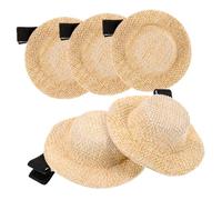 VALICLUD 5 Pièces pinces à cheveux fille petit chapeau de paille clip mini chapeau haut de forme pince cheveux accessoires de cheveux mignons pince à cheveux chapeau miniature Métal Khaki