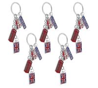 VALICLUD 5 Pièces Porte-clés Thème Britannique Style Londres, Accessoire de Voyage Souvenir, Design Union Jack, Léger et Solide pour Clés et Paquet