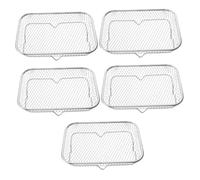 VALICLUD 5 Pièces Set Stainless Steel Air Fryer Rack With Draining Function Stackable Cooling And Baking Tray For Oven Healthy Cooking And Grease Reduction Kitchen Barbecue Accessories