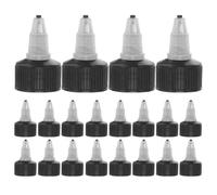 VALICLUD 50 Pièces Bouchon à Pointe Fine 24mm pour Flacons de Colle en Plastique Noir avec Bouchon à Vis, Étanche et Dosage Précis pour Bouteilles de Condiments