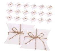VALICLUD 50 Pièces coffret en papier kraft bonbons caisses d'oreiller de petites boîtes d'enveloppement Boîtes de Candy Boxes avec des cordes engourdi blanche