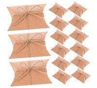 VALICLUD 50 Pièces Coffret En Papier Kraft Oreiller Petites Boîtes Avec Corde Boîtes De Fête Boîtes D'emballage De Bonbons Mini Coffrets Boîtes De Chocolat Engourdi Brun