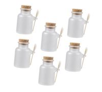 VALICLUD 6 ensembles With Wooden Cork And Spoon Refillable Powder Jars For Bath Salt Talcum And Seasoning Storage