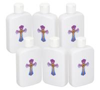 VALICLUD 6 Pièces Bouteille d'eau de Bénédiction en PE, Bouchon Anti-Fuite | Motif Croix Discret, Format Compact pour Échantillons Liquides, Église et Pèlerinage, Présent Religieux