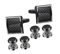 VALICLUD 6 pièces Boutons de Manchette Homme Cuivre avec Boutons de Chemise Coordonnés pour Costume de Cérémonie Ensemble Élégant Noir Mat pour Tailleur et Mariage