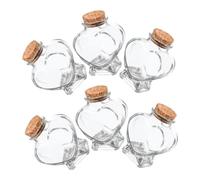 VALICLUD 6 Pièces Lot de Bouteilles Verre Forme de Cœur avec Bouchon Liège Bocaux Transparents Décoratifs pour Bonbons Messages DIY Mariage et