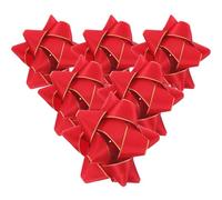 VALICLUD 6 Pièces Nœuds Étoiles de Noël Rouge Brillant avec Bord Doré Bows Polyester pour Emballage Cadeau et Décoration Festive