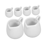 VALICLUD 6 Pièces Pichet Crémier Céramique Avec Poignée et Bec Mini Pot à Lait Porcelaine Blanche Compact Pour Sauce Sirop Salade