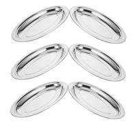 VALICLUD 6 Pièces Plateau de Service Acier Inoxydable Poli Grand Plateau Ovale Antirayures pour Buffet Poisson Sushi et Viande et Facile à Nettoyer