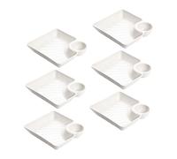 VALICLUD 6 Pièces Plateau Service Divisé Plastique Blanc pour des Portions Compartiments Séparateurs pour Snacks Apéritifs Chips et Sauce Design et Sécurisé pour Familles et Réceptions