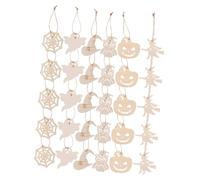 VALICLUD 60 Pièces Halloween Wooden Signs Kit Lightweight DIY Craft Embellishments With Ghost And Witch Shapes Safe Wooden Tags For Halloween Party Decorations And Creative Activities