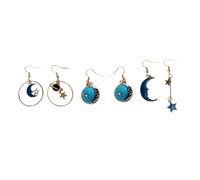 VALICLUD 6paires Boucles Oreilles Longues Pendantes Asymétriques Style Aléatoire De Bijoux Bleu Étoilé