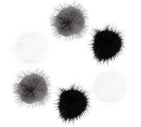 VALICLUD 6pièces Décorations Ongles Peluches Magnétiques Boules Amovibles Pour Nail Art Noir Blanc
