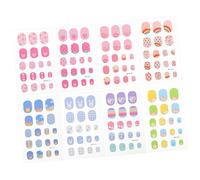 VALICLUD 8 feuilles Faux Ongles Autocollants Garçon Fille Stickers Ongles Cartoon Sécurisés DIY Nail Art Filles Adolescents