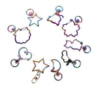 VALICLUD 9 Pièces Rainbow Metal Heart Star Moon Irregular Shape Clasps Swivel Lobster Claw For DIY Jewelry Keychains Crafts