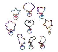 VALICLUD 9 Pièces Rainbow Metal Swivel Snap Hooks Unique Star Shapes Lobster Claw Clasps For DIY Keychains And Bag Accessories
