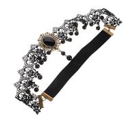 VALICLUD Accessoires de cheveux gothiques rétro effrayant Halloween zombi moissonneuse pour de cou chaîne en dentelle strass noir couvre-chefs gothiques chiffon Black