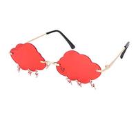 VALICLUD Accessoires D'été Lunettes de Soleil pour Femmes Lunettes de Soleil sans Monture en Forme de avec Des Charmes de Foudre Lunettes de Soleil de Mode Lentille Colorée Rouge