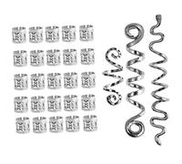 VALICLUD Accessoires Pour Dreadlocks Bijoux De Tressage De Cheveux 28 Pièces Ensemble Alliage Argenté Cercle Métal Décoration Cheveux Tressés Fête Mariage Photo