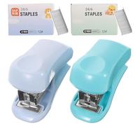 VALICLUD Agrafeuse Compacte en Métal et Pp pour Bureau et École, 2 Sets de Petite Agrafeuse Automatique Ressort pour Étudiants et Garçon et Filles