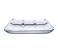 VALICLUD Assiette Carrée en Verre Trempé Compartimentée 25 Cm Résistante la Chaleur pour Repas, Plateau-repas Multifonction Transparent pour Fruits et Plats, Usage Maison et Cantine