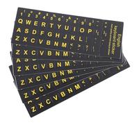 VALICLUD Autocollants pour Clavier d'Ordinateur Portable en Vinyle Mat Lettres Anglaises Noires sur Fond Jaune 6 Feuilles pour Remplacement des Touches Usées Compatibles Clavier QWERTY