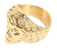 VALICLUD Bague Chevalière en Acier Inoxydable Doré 12 Taille, Anneau Religieux Chrétien Visage de Jésus, Bijoux Gothiques pour Homme, Usage Quotidien et Cérémonies