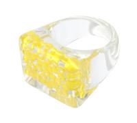 VALICLUD Bague Créative en Résine Jaune, Bijoux de Doigt Femme, Style Large et Empilable, Accessoire Présent pour Femme, Taille Unique Usage Quotidien