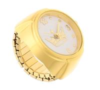 VALICLUD Bague de Montre Portable en Acier Inoxydable et Verre, Montre-bague Décorative et Pratique de Couleur Or Pile Bouton Style Unique et Élégant