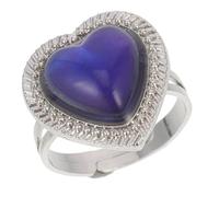 VALICLUD Bague D'humeur en Alliage Réglable Cœur Pierre Précieuse Changeant de Couleur Femme Fête Accessoire Taille Ajustable
