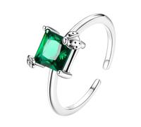 VALICLUD Bague en Réglable S925 Argenté Pur Bague de Doigt en Zirconium Vert Accessoire de Fête de Saint-Valentin Taille Ajustable Bijoux Élégants