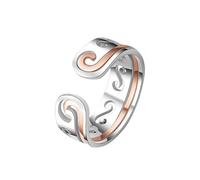VALICLUD Bague Ouverte Créative en Cuivre Bicolore Blanc et Rose Or Réglable 2-en-1 Anneaux Ouverts pour Femme Présent Saint-Valentin Bijoux Mode Ajustable