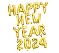 VALICLUD Ballons Chiffre Aluminium pour Décoration Fête Kit Complet pour Soirée An Doré Happy Year Accessoires Suspendus et Adhésifs pour Mur Fenêtre Porte