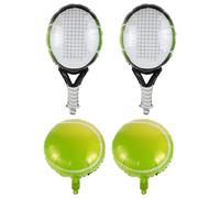 VALICLUD Ballons Gonflables de Tennis 18 Pouces Lot de 4 set de Pièces Balles de Tennis Foncées et Raquettes Vertes Décoration Sportive pour Fêtes D’Anniversaire Articles de Fête