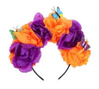 VALICLUD Bandeau Bandeau Chapeau De Fleurs Déguisement Catrina Femme Couronne De Fleurs Pour Femme -tête Casque De Fleur Costume De Fleur Enfants Orange Habit En Soie