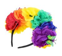 VALICLUD bandeau de couleur déguisement fleuri bandeaux mexicains pour femmes bandeau jour des fleurs mortes couronne de catrina costume mexicain pour femme Plastique
