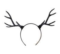 VALICLUD Bandeau de Noël en Bois de Cerf Noir Créoles de Noël Flexibles pour Adultes et Animaux Accessoire Photo Festif pour Fêtes et Réveillons Serrage-Tête Léger et Ajustable
