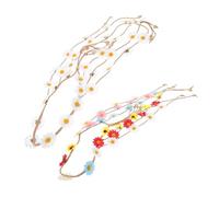 VALICLUD Bandeaux à Fleurs Bohèmes 2 Pièces Tailles Uniques Blanc Et Multicolore Réglables Pour Femmes Et Filles Fête Plage Bal Accessoires Cheveux Marguerites