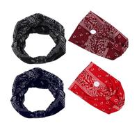 VALICLUD Bandeaux Ronds Légers et Élégants Lot de 4 en Spandex et Polyester avec Boutons Empêchant Sangles Masque de Frotter Oreilles pour Cheveux Quotidien