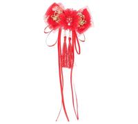 VALICLUD Barrette Chinoise à Pompons Rouges pour Cheveux Fins Pince à Cheveux du Nouvel An Chinois Taille Unique Fille pour Fêtes Traditionnelles Hanfu