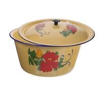 VALICLUD Bassin Émail Grand Volume avec Couvercle Casserole à Ragoût Émaillée Multifonction pour Cuisine Maison Pot à Soupe et Design Rétro Pratique et Cuisson Uniforme