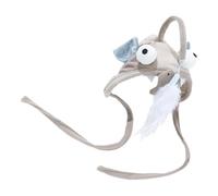 VALICLUD Bâton de Chat Interactif Plume Grise avec Tête Poisson Œil Large Jouet D’Exercice pour Chaton Intérieur Accessoire Ludique pour Chats Actifs