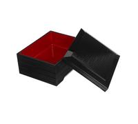 VALICLUD Bento Tray Rectangulaire avec Couvercles Boîte à Sushi à Rayures Bicolores Boîte Repas Aspect Naturel pour Maison Bureau et Pique-