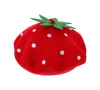 VALICLUD Bérets Bérets Chapeau de Pêcheur pour Enfants Bébé Chapeaux Enfants Bob Chapeau de Soleil Mode Chaud Bonnet Basque Femmes Béret pour Filles Fraise Mélange de Laine Rouge, rouge, M