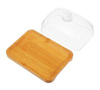 VALICLUD Beurrier Rectangulaire en Bois D'acacia avec Couvercle en Verre, Plateau à Beurre Hermétique 1 Pièce, Présentoir Polyvalent pour Fromages, Cupcakes et Desserts, Plat de Service