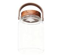 VALICLUD Bocal en Verre Hermétique 1800ml avec Poignée et Couvercle Bois | Rangement Cellier la Cuisine, Design Portable Cylindrique, Gestion Claire, Usage Maison, Format Grand Volume